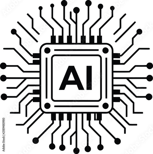 Artificial intelligence chip icon, ai processor vector illustration