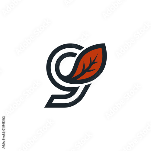 Minimalist letter G logo design with organic leaf element.