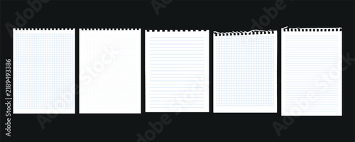 White A4 vector Set of Notebook pages or vector lined notepaper. Office document or page. Notepad sheet backdrop with dotted surface. Education or school empty memo. Note paper