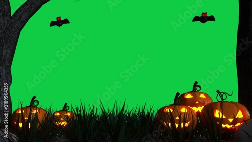 Halloween Pumpkin Frame Border Green Screen VFX Chroma Key Spooky Overlay Effect for Festive Video Editing