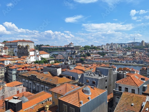 tile roofs in porto portugal on a sunny day