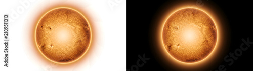 фотографія Orange sun with visible sunspots and fiery textured surface shown in PNG, Transp