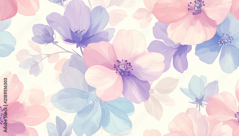 Obraz premium Watercolor Floral Pattern with Soft Colors.
