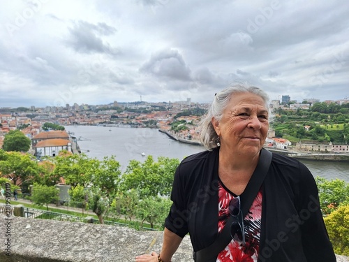 A senior woman enjoying porto