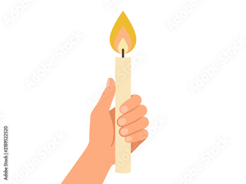 Foto Hand holding burning candle vector for hope and vigil