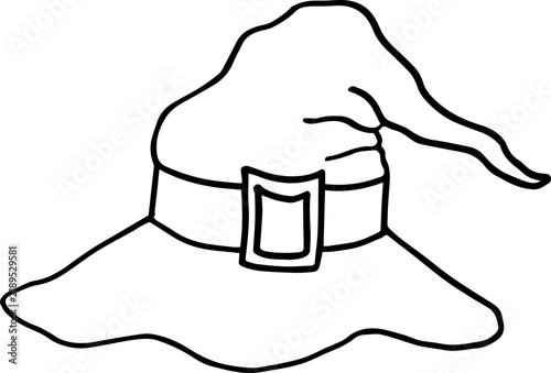 Simple Hand Drawn Witch Hat Line Art Vector Illustration