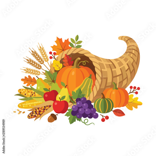 Abundant Hornofplenty Illustration for Thanksgiving Harvest Festivals and Autumn Celebrations