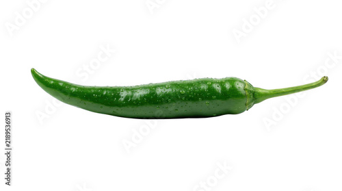Fresh green chili pepper isolated on transparent background