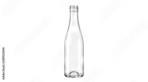 Empty transparent glass bottle for beverages isolated on transparent background