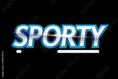 Sporty Editable Text Effect 3D Blue Silver Metallic Style