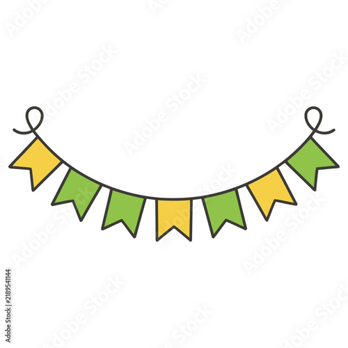 Yellow and green bunting flags