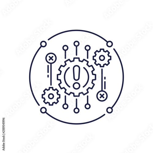 Operational disruption, process error icon in line design