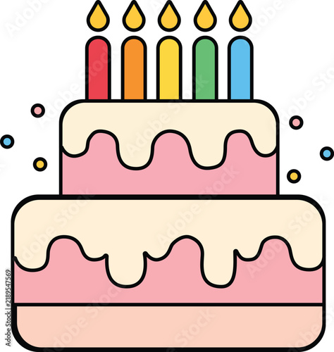 Birthday Party Celebration Vector Clipart Collection with Gifts, Balloons, Cakes and Candles