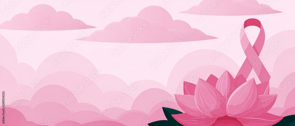 Obraz premium Pink lotus blooms beneath soft, pastel clouds