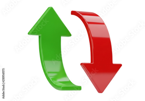 Green arrow pointing up and red arrow pointing down forming a circular rotation cycle symbol