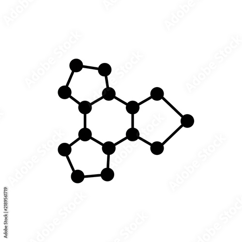 Chemical molecular structure formula bond skeleton network science icon.
