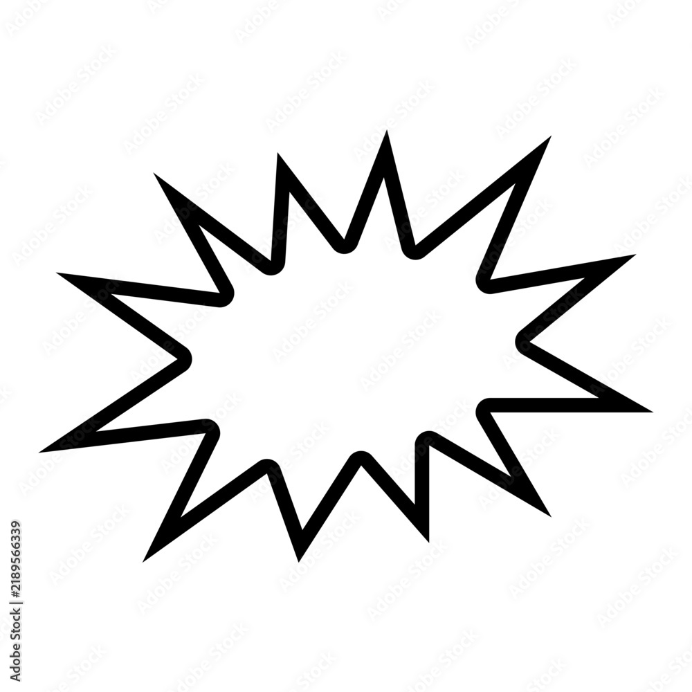 Fototapeta premium Comic Book Starburst Speech Bubble Outline Icon for Bang Explosion and Pop Art Graphic Design Elements