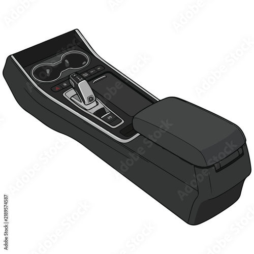 Modern Car Center Console Gear Shift Vector Illustration