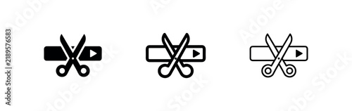 Cuadro en lienzo Video editing timeline and film cutting icons