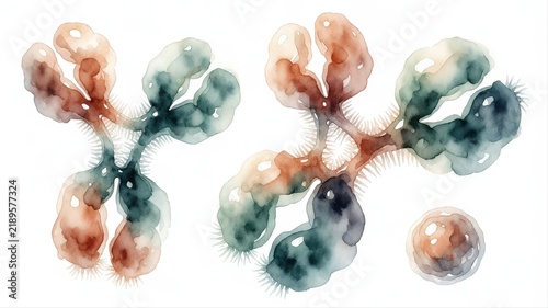 Artistic Watercolor Painting of Brain Cell Structures and Connections