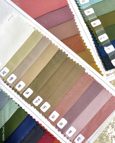Quadro su tela Textile fabric color swatches sampler catalog for fashion and interior design