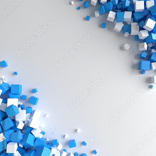 blue and white cubes on a white background