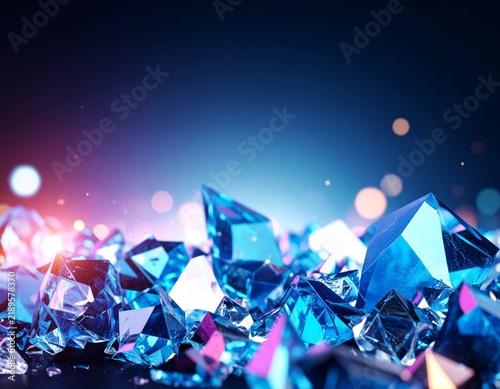 blue crystals on a black background