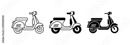 Retro Scooter Icons, Vintage Motor Scooter Graphics, Classic Motorcycle Vector Set