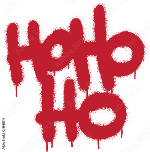 Ho-ho-ho red spray graffiti tag isolated on white. Christmas holiday vector illustration concept.