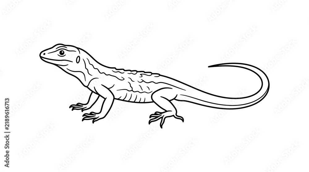 Fototapeta premium Industrial Style Black and White Line Drawing of a Lizard or Gecko for Illustrations and Designs