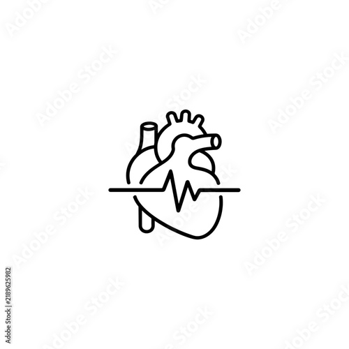 continuous one line drawing of the human heart pulse, Minimalist isolate vector design, outline illustration in white background.