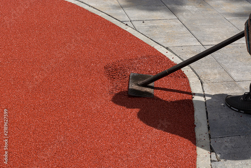final smoothing of surface for future playground for children