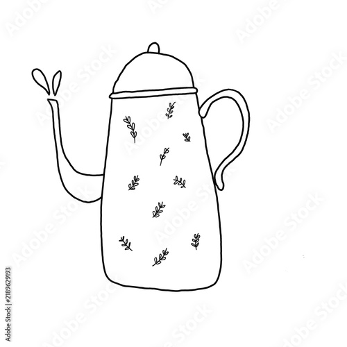 Obraz na plátně Cute hand drawn vintage floral teapot doodle isolated on transparent background