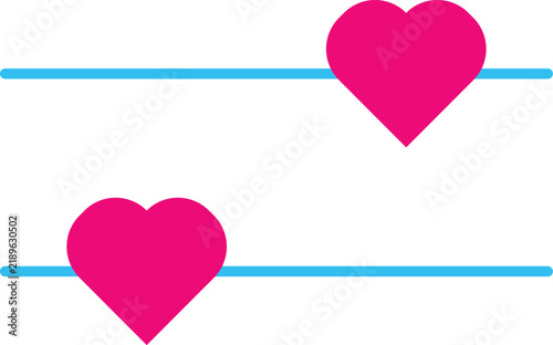 Minimal Heart Line Design with Pink Love Symbols, Simple Romance and Valentine Vector Illustration