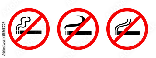 No Smoking Prohibited Sign Elements Set