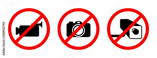 No Recording and No Photography Prohibited Icons Set