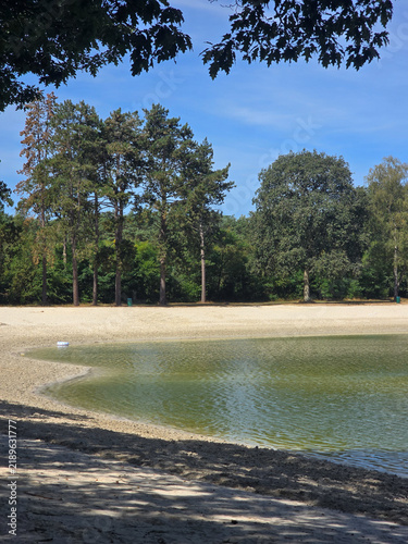 Canvastavla Sunny day at Ieberenplas beach in Vries, Netherlands, perfect for relaxation and