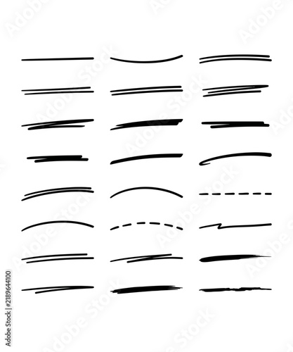 Collection of hand drawn underline strokes and emphasis lines for text highlighting and design elements