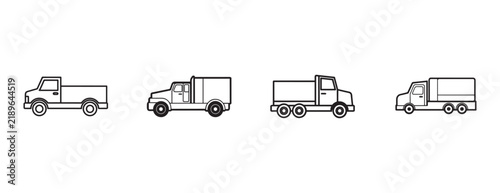 trucks in a row side view  various truck designs and sizes