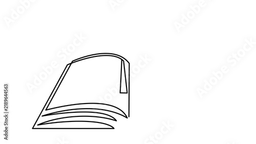 Open Holy Bible book and christian cross one line art animation, continuous line drawing religion sacred book crucifix  spiritual faith gospel motion. 4k self-drawing video