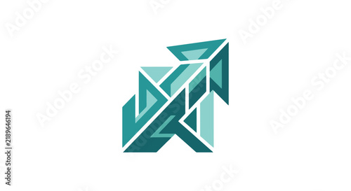 Dynamic Geometric 3D Letter X Logo with Gradient Teal and White Color Scheme for Modern Branding