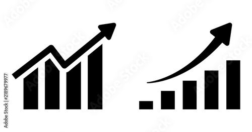 Картината върху платно Chart icon flat outline in black png