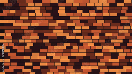 Seamless brick wall pattern with alternating shades of burnt orange, terracotta, and dark brown