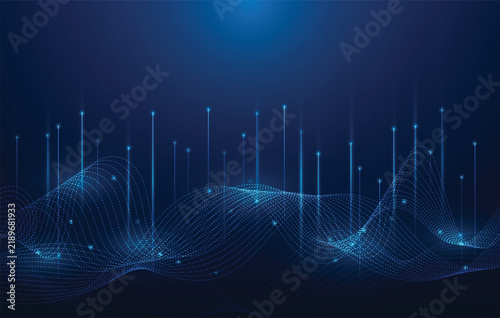 transmission global network wave mesh line up digital technology with background. internet data information tech wallpaper. vector illustration fantastic technology.