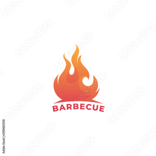 Cooking logo featuring a blazing fire, a barbecue logo, and delicious cuisine.