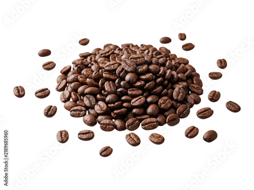Roasted Coffee Beans Isolated on Transparent Background