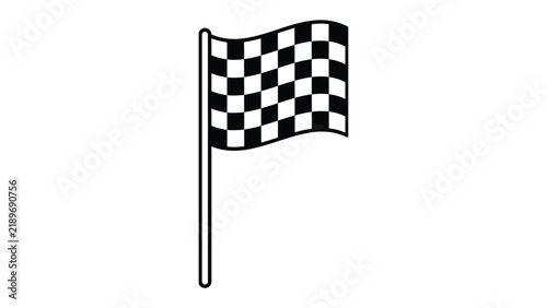 Obraz na plátne Finish Line Flag: A classic checkered flag waves on a pole, signaling the end of a race and the culmination of effort