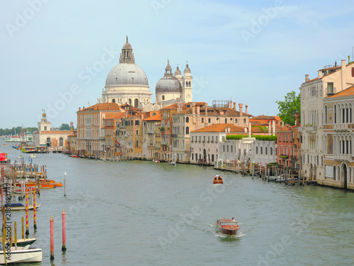 Scenic view of the Grand Canal in Venice with the iconic Santa Maria della Salute basilica