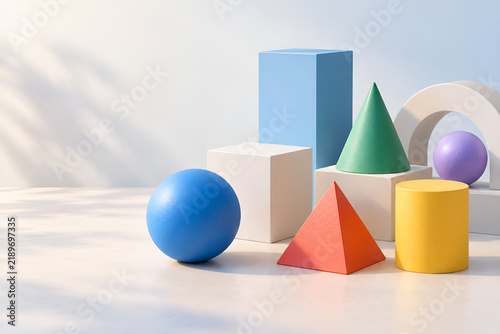Math shapes 3D illustration