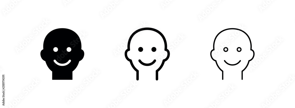 Fototapeta premium Happy smiling face icon set, representing positive emotions and user profile